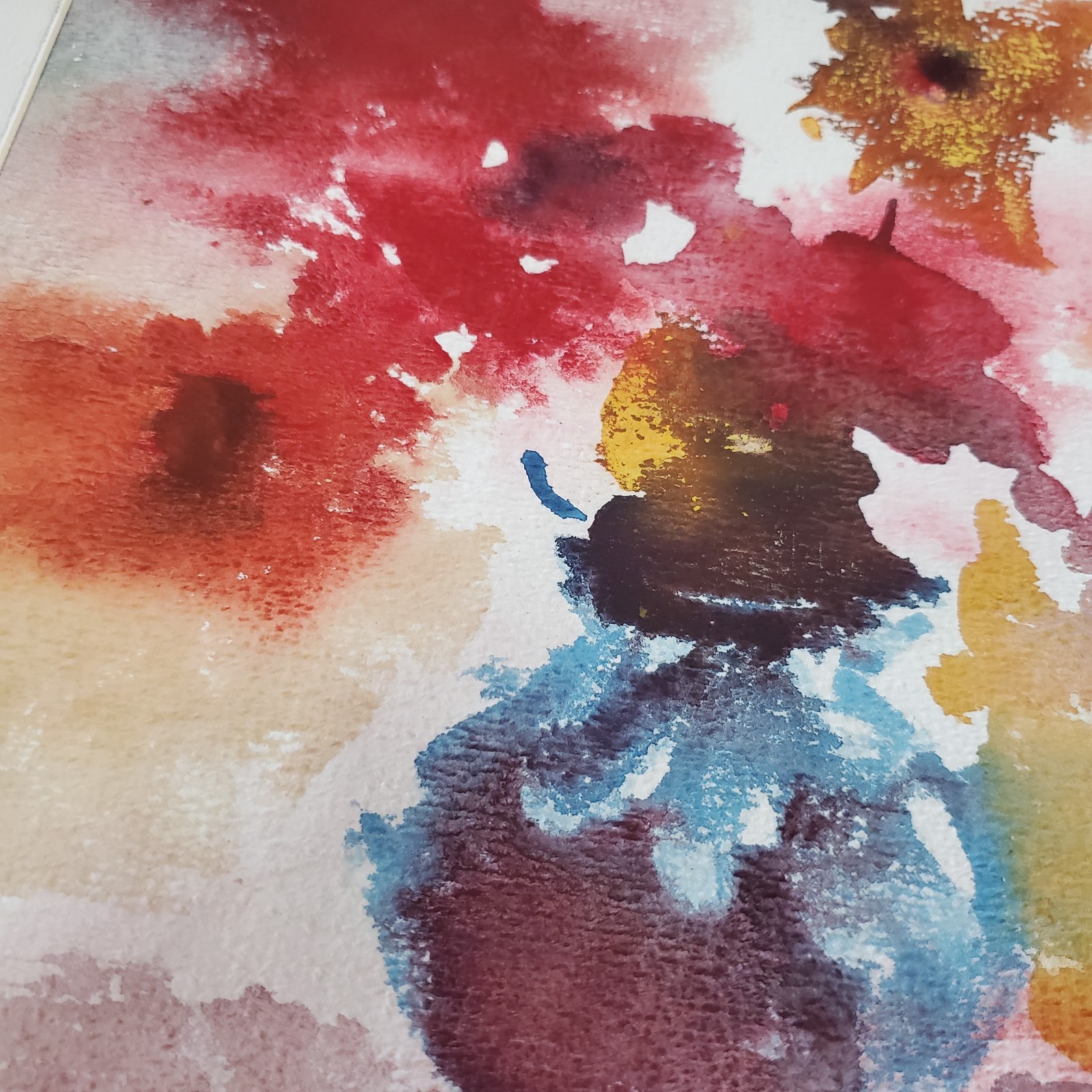 Vintage Watercolor Flowers Painting Gorgeous Original One of A Kind OOAK Art MCM