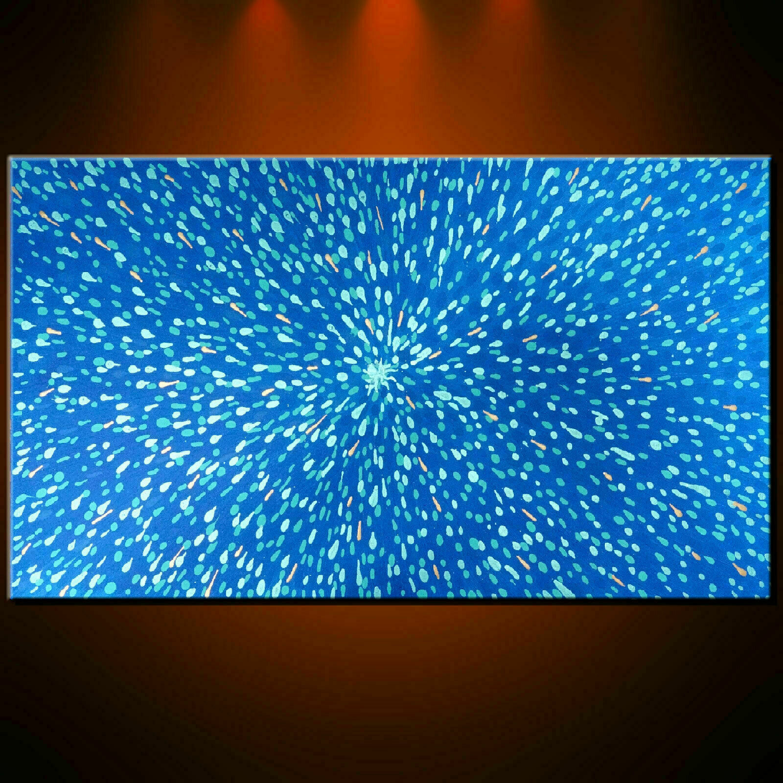 Painting Blue Original Abstract Modern handmade signed Large framed xxx Canvas