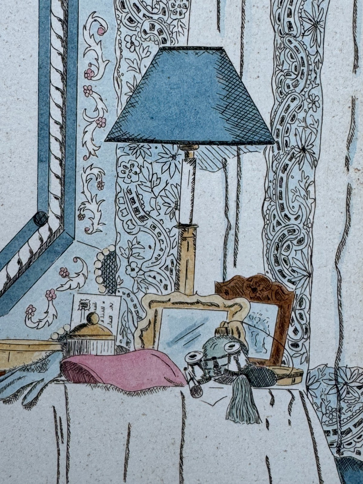 CATHERINE CATHY ZIEGLER SIGNED ETCHING WATERCOLOR AQUATINT HAND COLORED 1996 ART