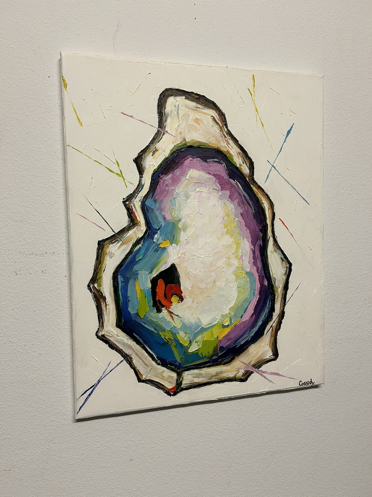 Impressionism Original Hand Painted Impasto Oil Painting Oyster 16×20 Signed