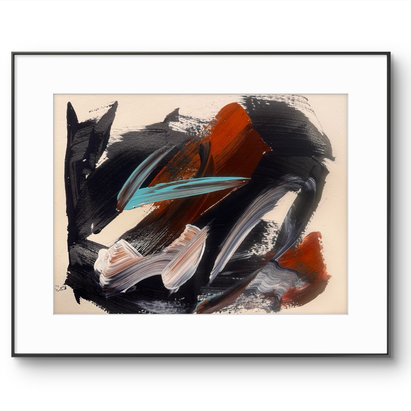 Original Abstract Colorful Streaky 9X12 Paper Acrylic Hand Painted Signed