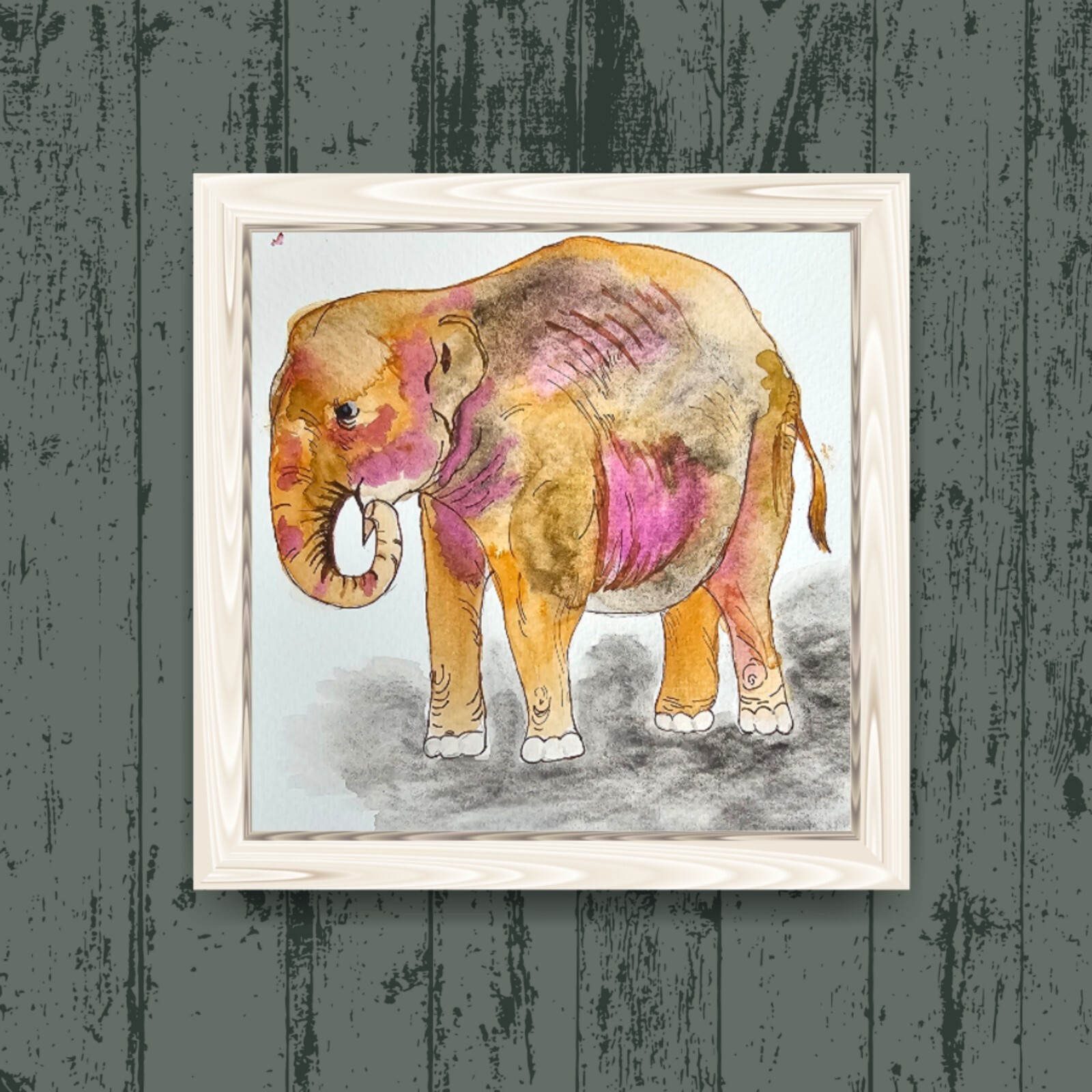 African Elephant Watercolor Painting Original Art of Majestic Wild Animals
