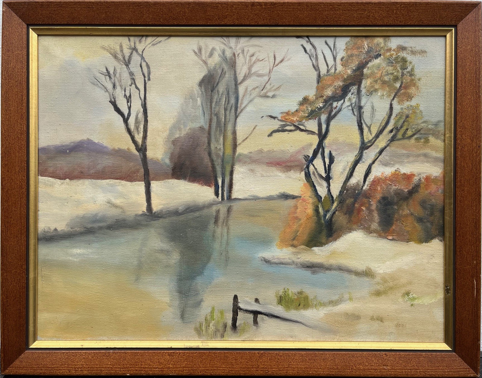 Impressionist Seascape Winter Landscape Oil Painting, Framed, 45×35 cm