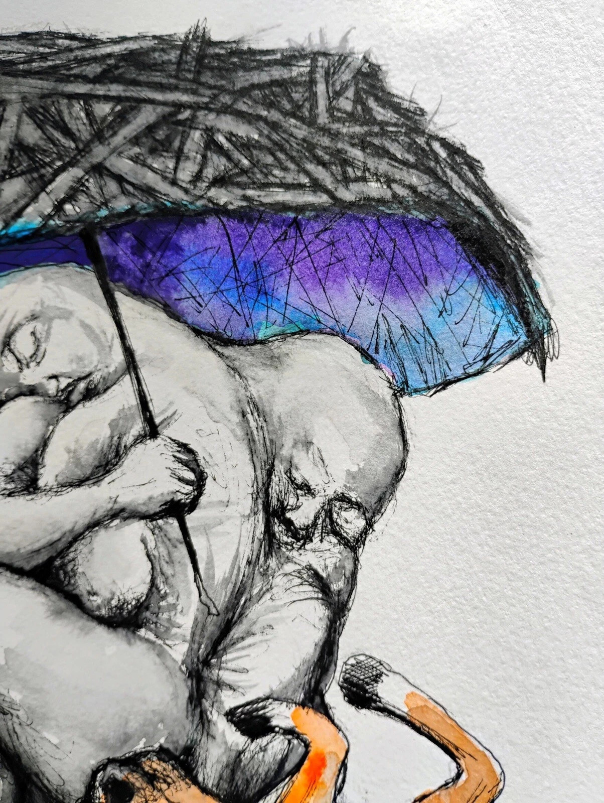 ALAIN DONATE HERNANDEZ ORIGINAL MIXED MEDIA ACRYLIC,INK ON CARDBOARD 9″X 12″