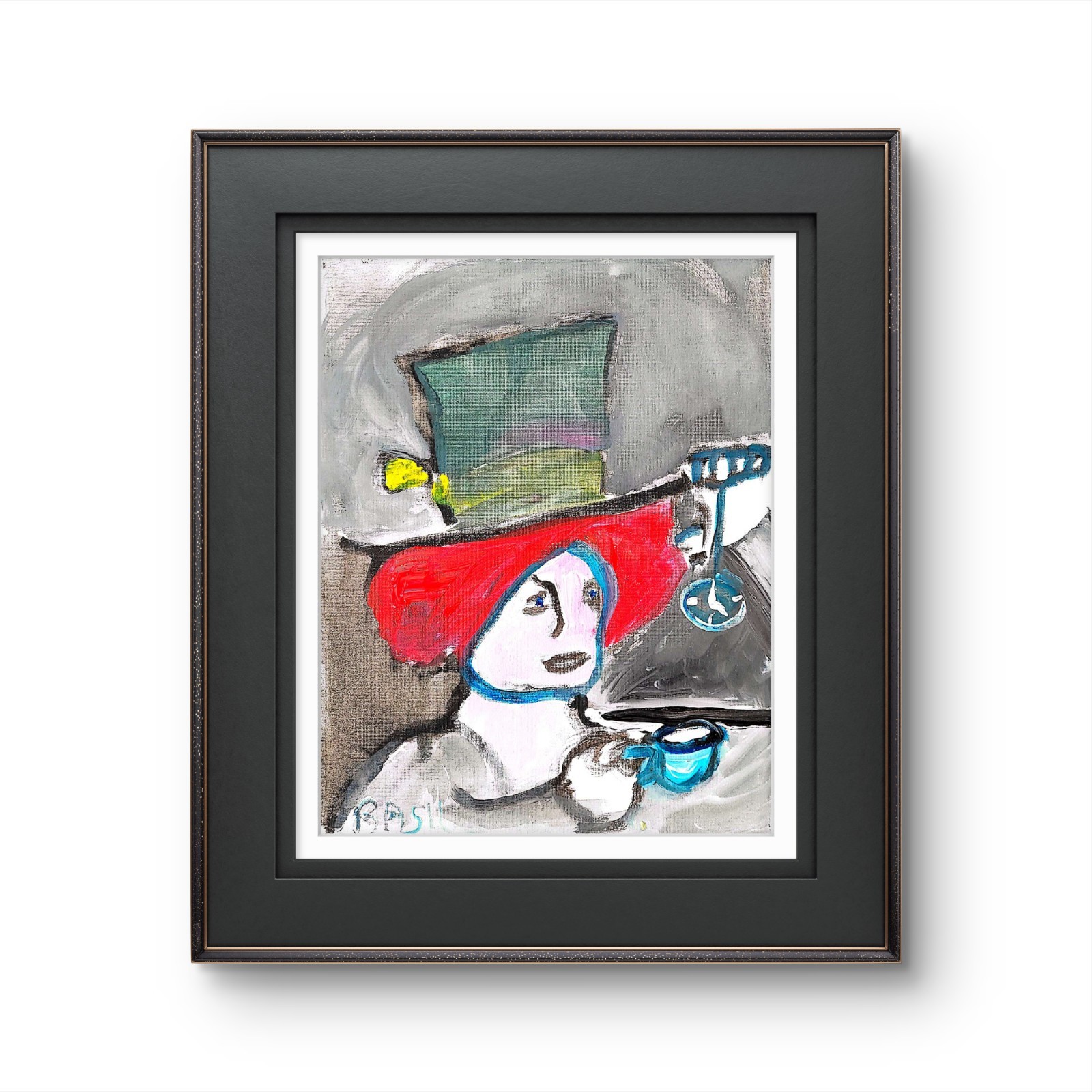 Mad Hatter At Tea Time Neo Expressionism Original Artwork on Canvas 11×14