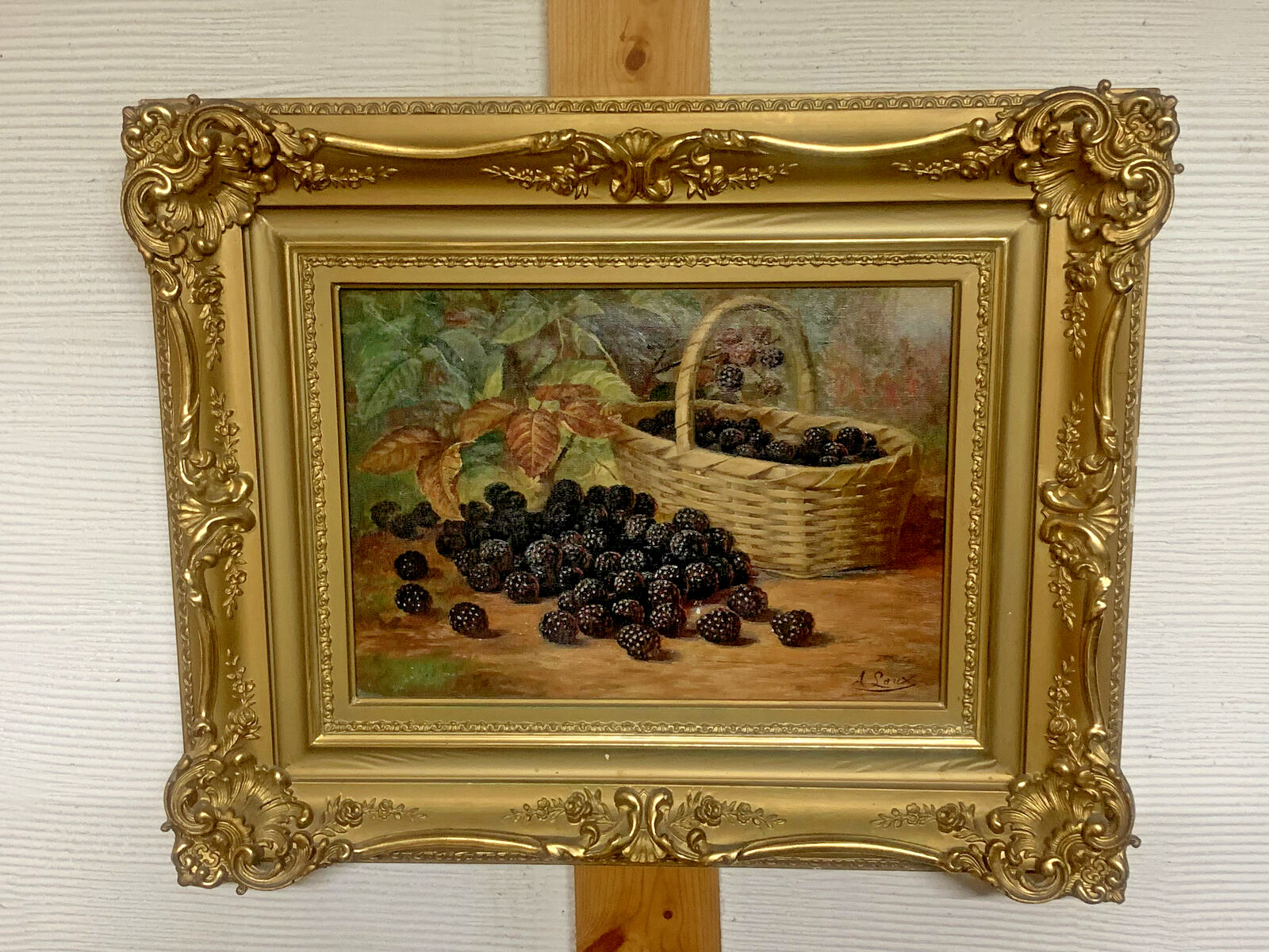 August Laux (American, New York, 1847 – 1921) Still Life – Blackberries c.1880’s