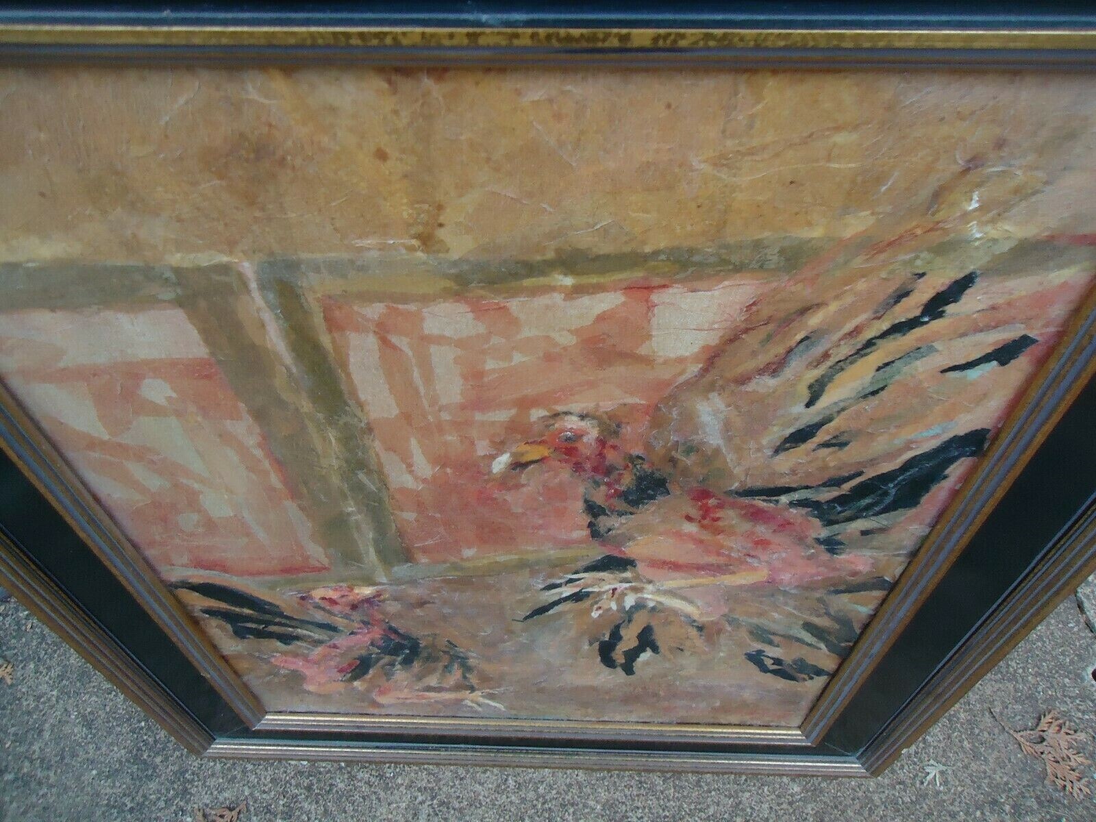 Fighting Cocks Painting / Rooster, Chicken ,Bird 21 1/2 x 25 1/2 H. Matthews