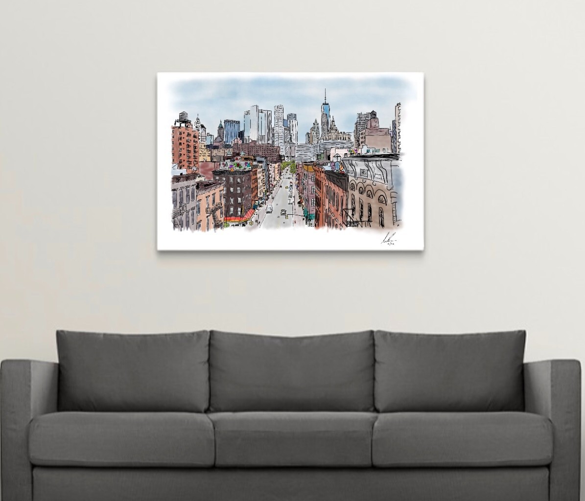 New York City Skyline Painting ‘Market & Madison’ Large Print on Canvas NYC Art