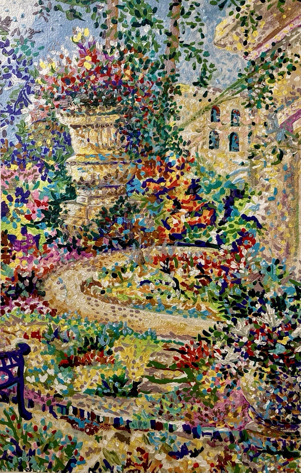 Garden Painting original by Artist Lalainya, was mural faux window, photo print