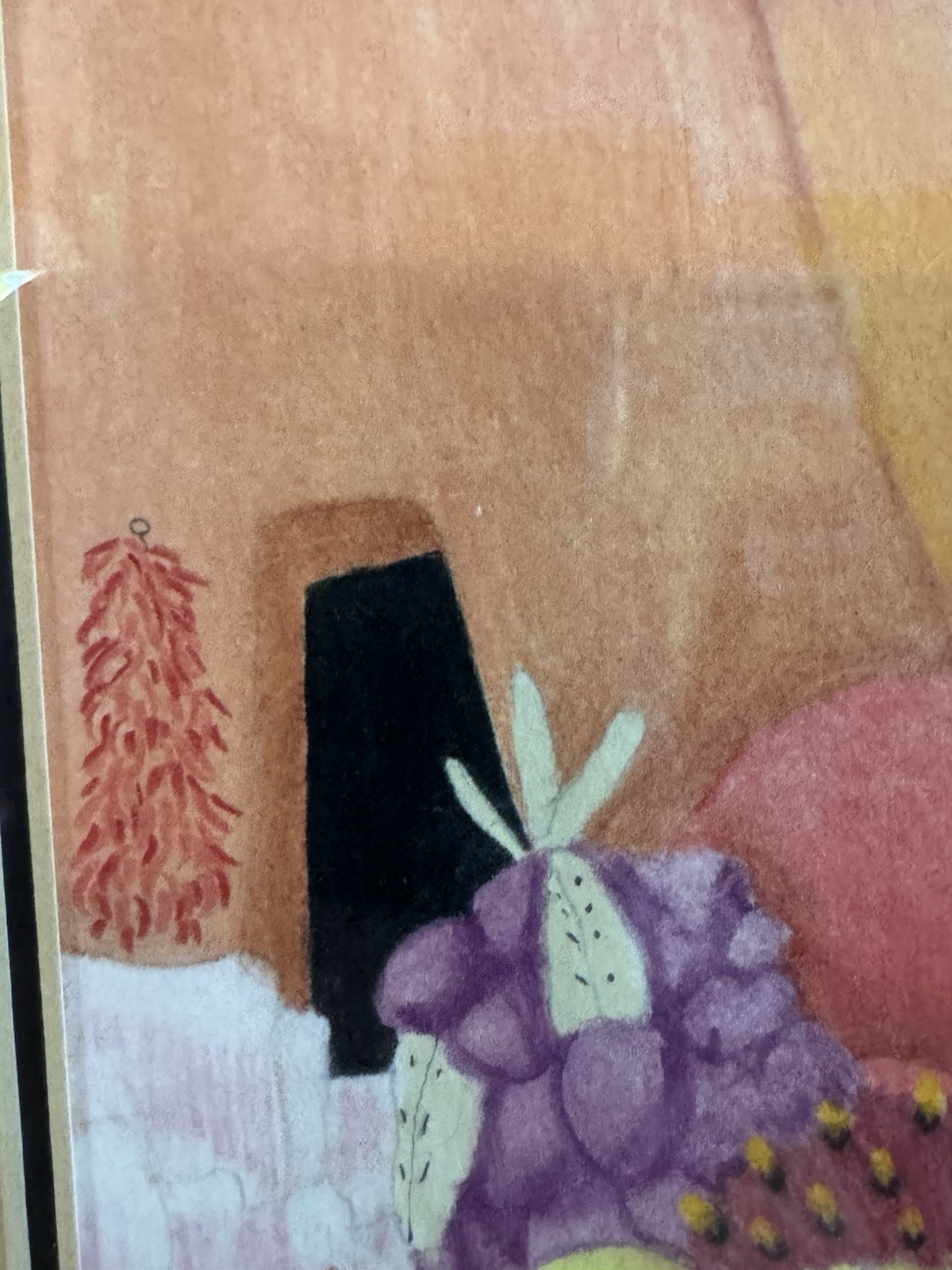 BJ Briner – Taos Artist – Casa de Los Flores – Framed Oil Pencil Paper Painting