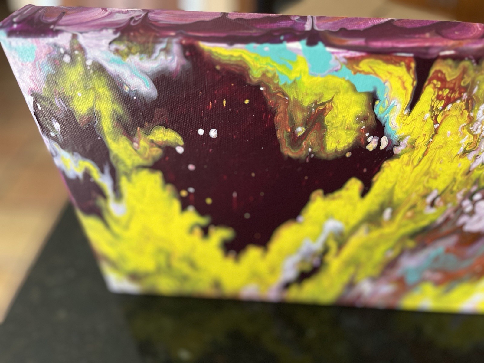 Original Abstract Painting Acrylic on Canvas, 20x10x1.5 Signed OOAK