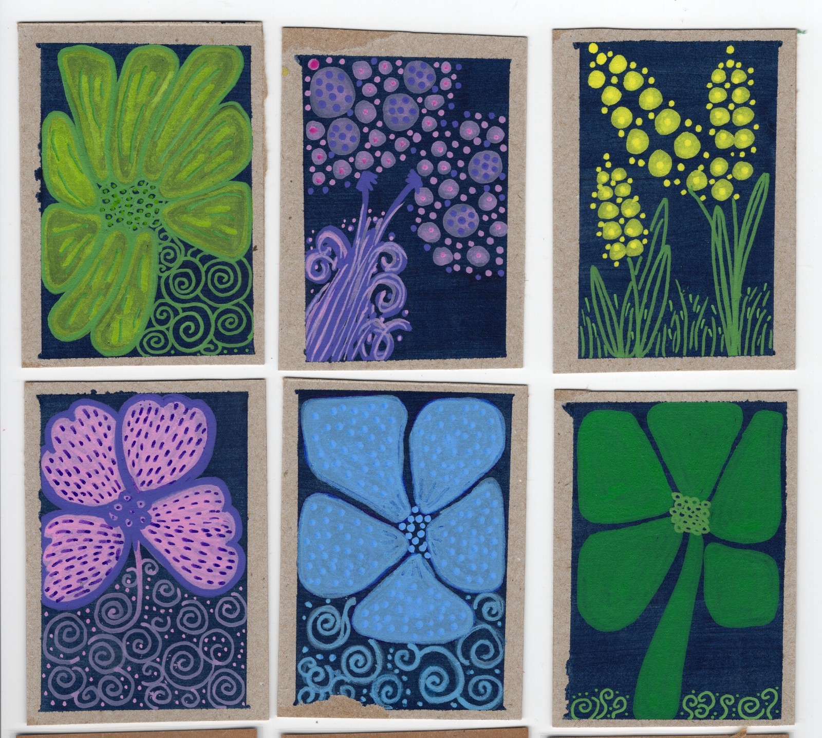 Original ACEO Acrylic Painting – Wild Flower art Nature mini art flower card
