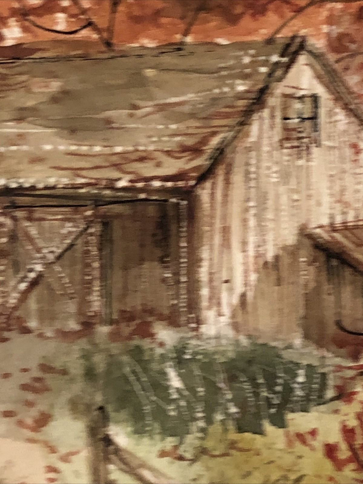 Vintage Original Watercolor Painting Signed B. Norris Bucolic Rural Barn 5×5”