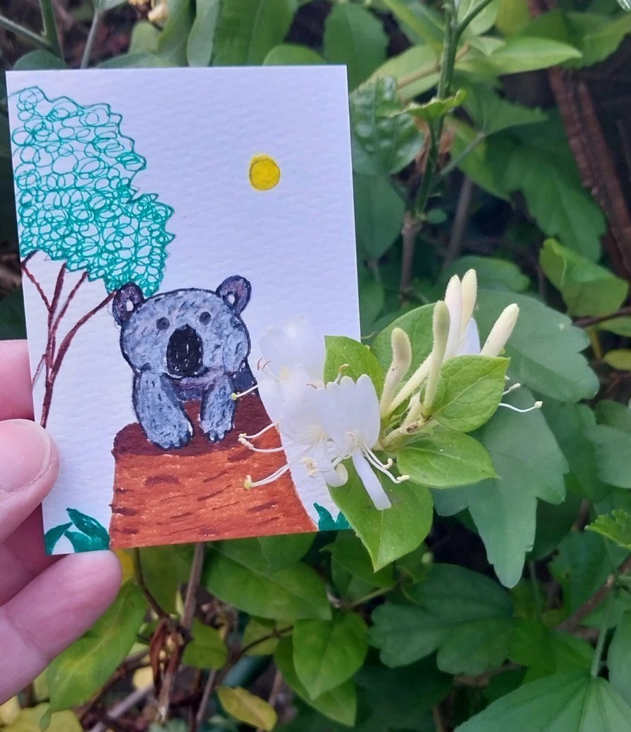 ACEO Original Art Painting ATC Collectible Koala Bear