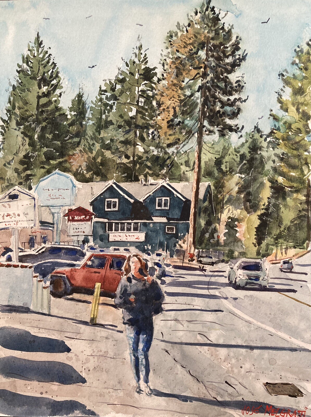 Original Watercolor Painting “Mountain Community, CA» 9″ X 12″ NOT A PRINT