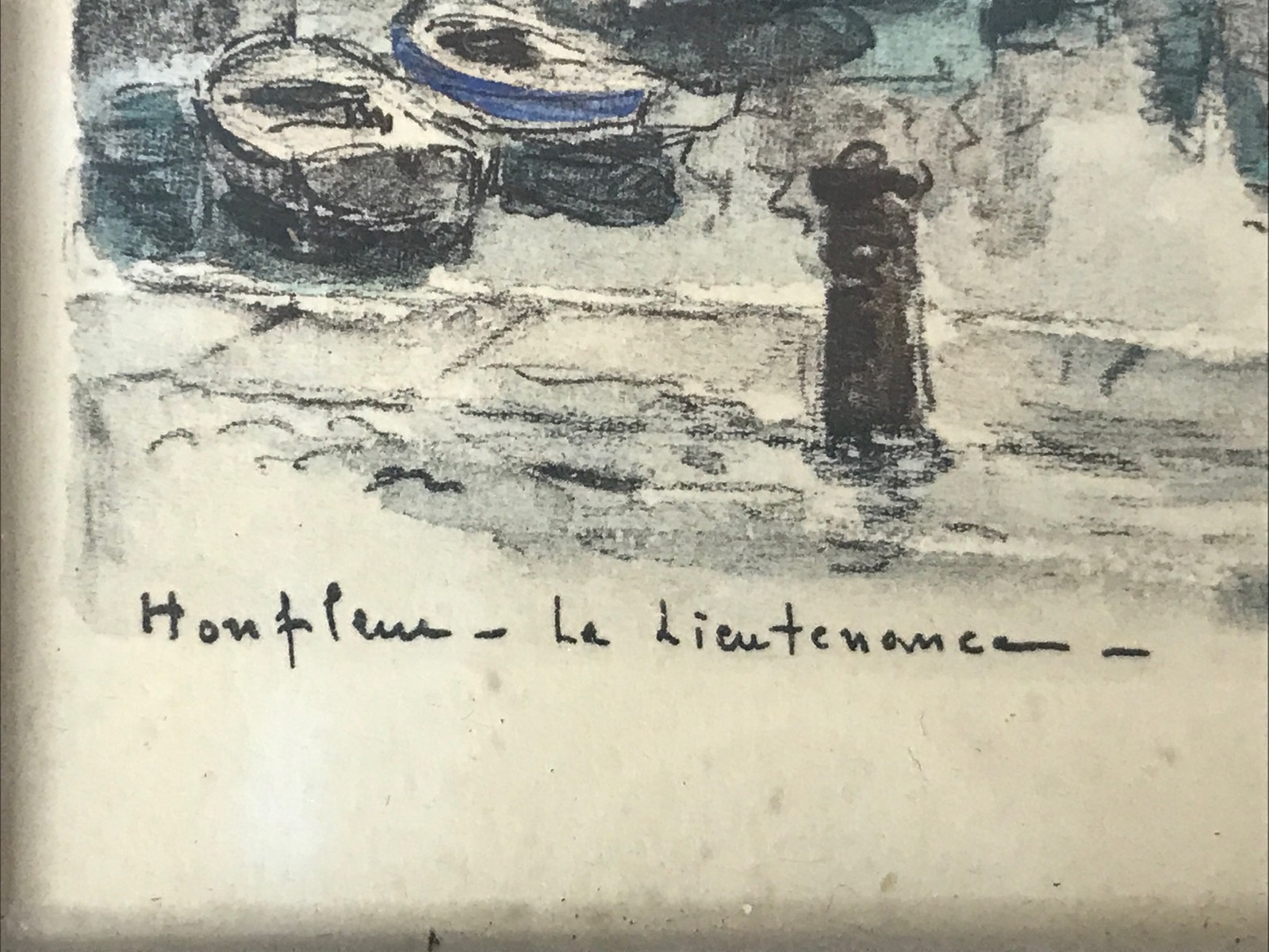 Joseph-Marie Le Tournier /La Brige French Harbor Watercolor Miniature Hand Litho