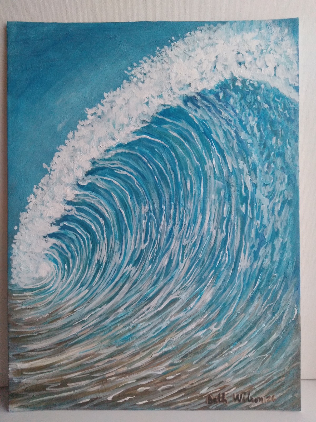 Original Hand Painting Ocean Wave Beach Seaside Coastal Wall Art Decor