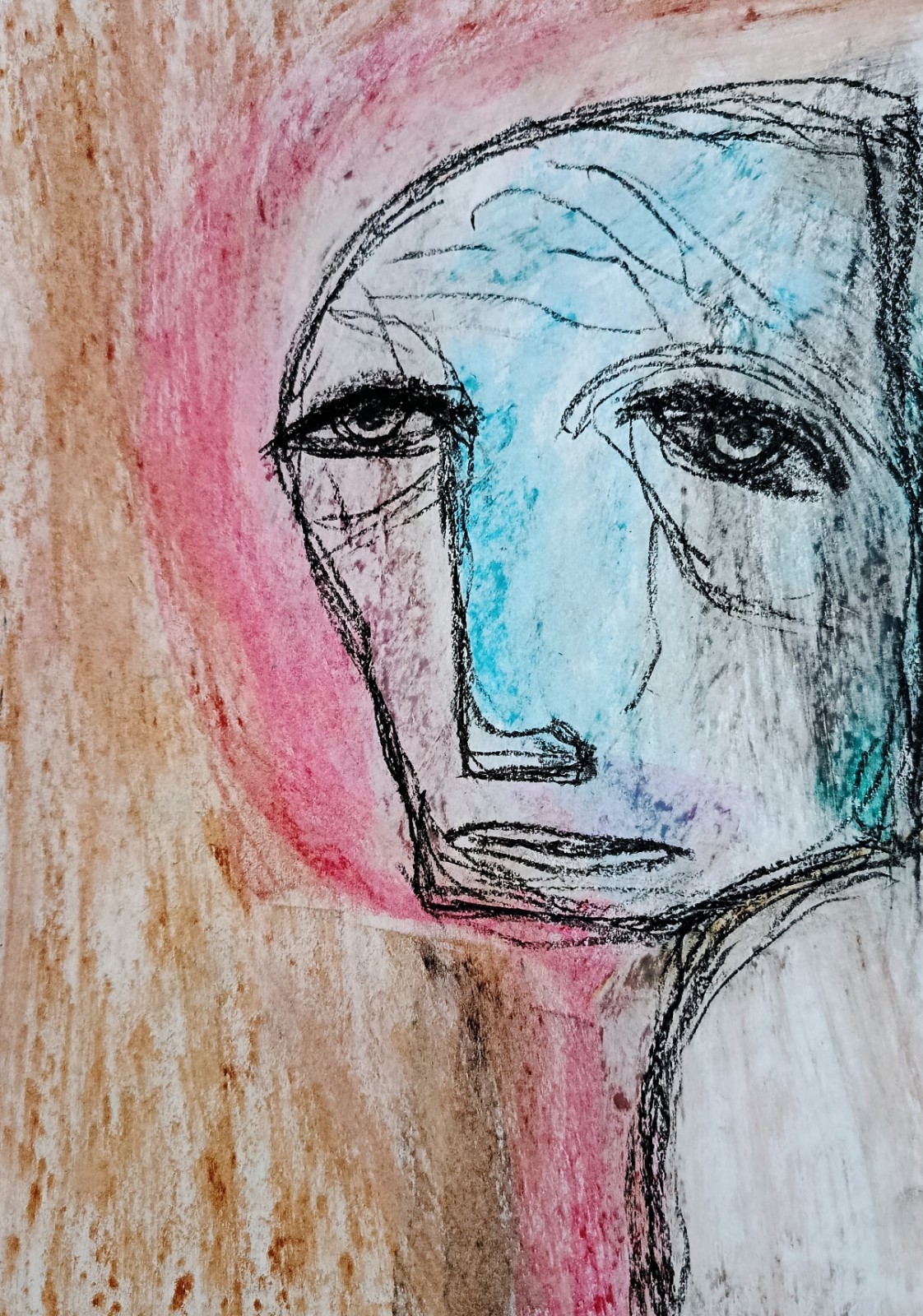 Portrait – Abstract Modern Art – Oil Chalk A4 Paper – Modern Art