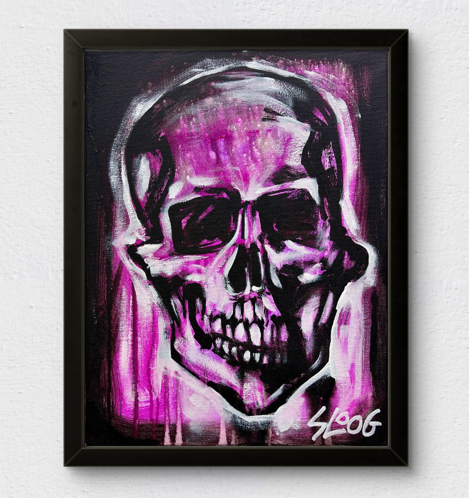 SLOOG Original Art Expressionism Eerie Punk Goth Painting on Canvas 11×14 Skull