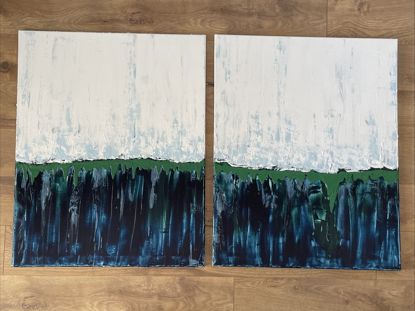 Set 2 Original Vintage Modern Abstract Paintings Diptych each 24×30″