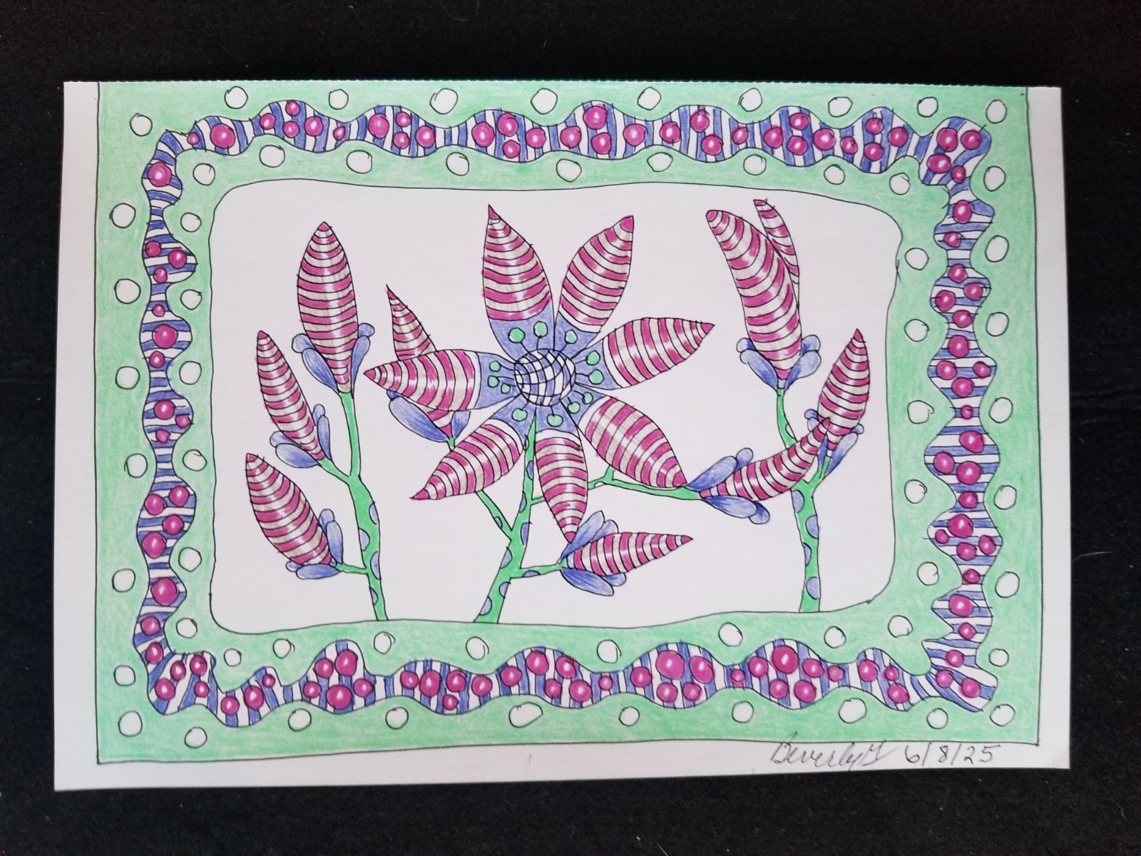 ORIGINAL OOAK COLOR PENCIL PAINTING FLORAL PAGES FROM MY SKETCHBOOKS