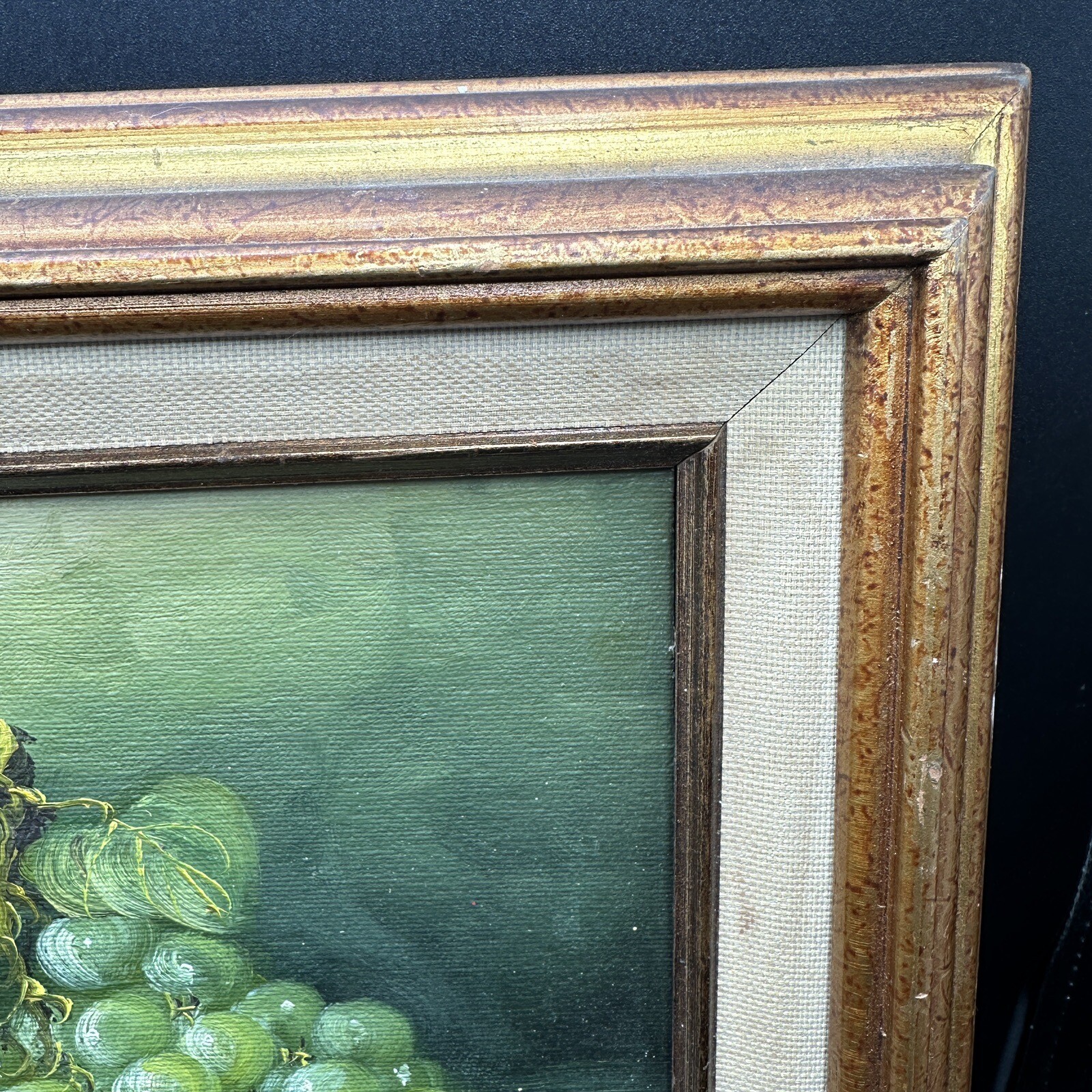 Vintage Framed Still Life Fruit Painting Signed Kingsley Gold Frame Wall Art