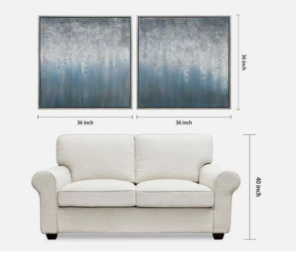 BLUE RAIN Textured Metallic Hand Painted by Martin Edwards Framed Abstract OOAK