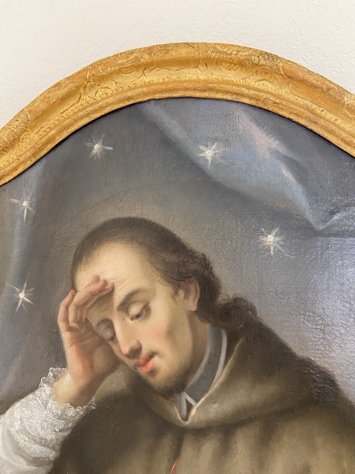 Rare 18th C Saint John Nepomucene Oil Painting Rococo Frame. Smithsonian Museum