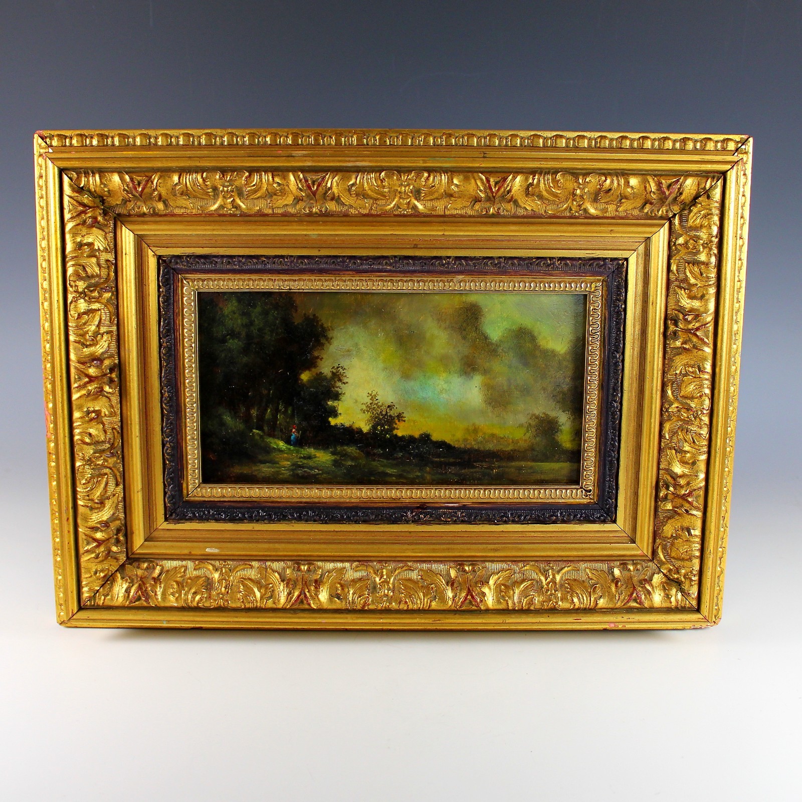 Antique French Oil on Panel Tonalist Style Painting