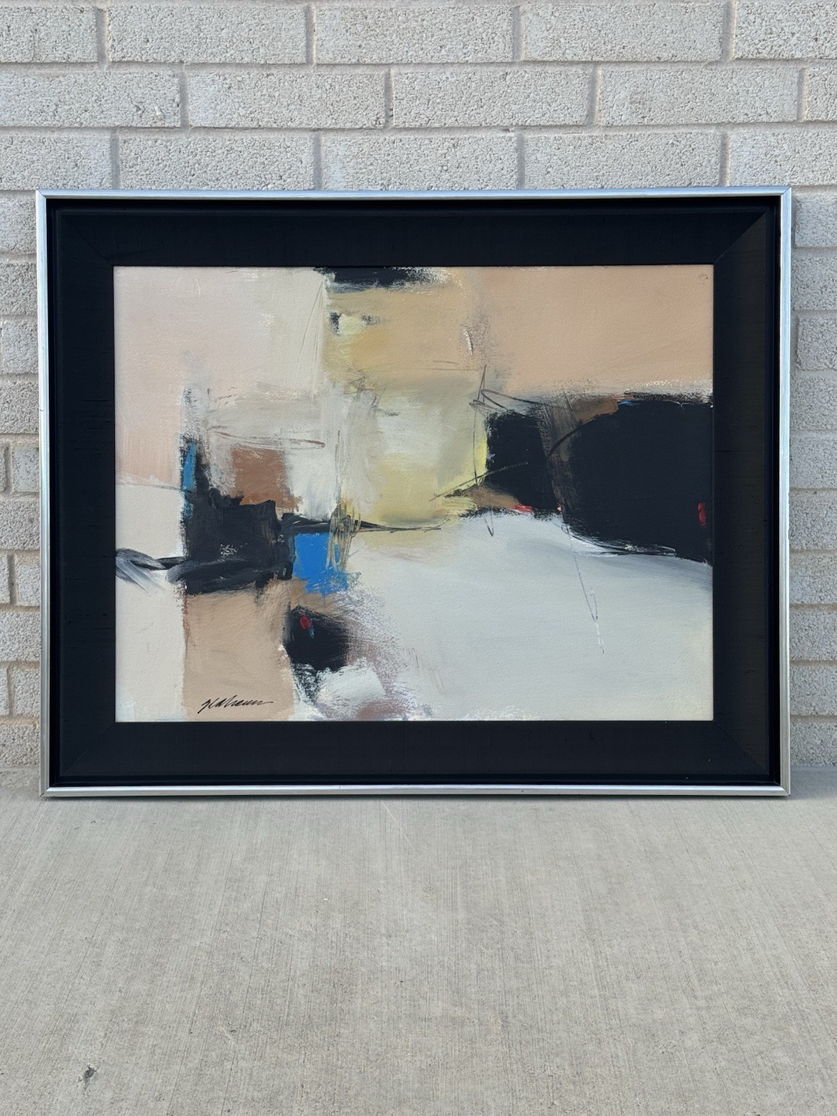 Vintage Post Modern Signed Original Framed Abstract Painting