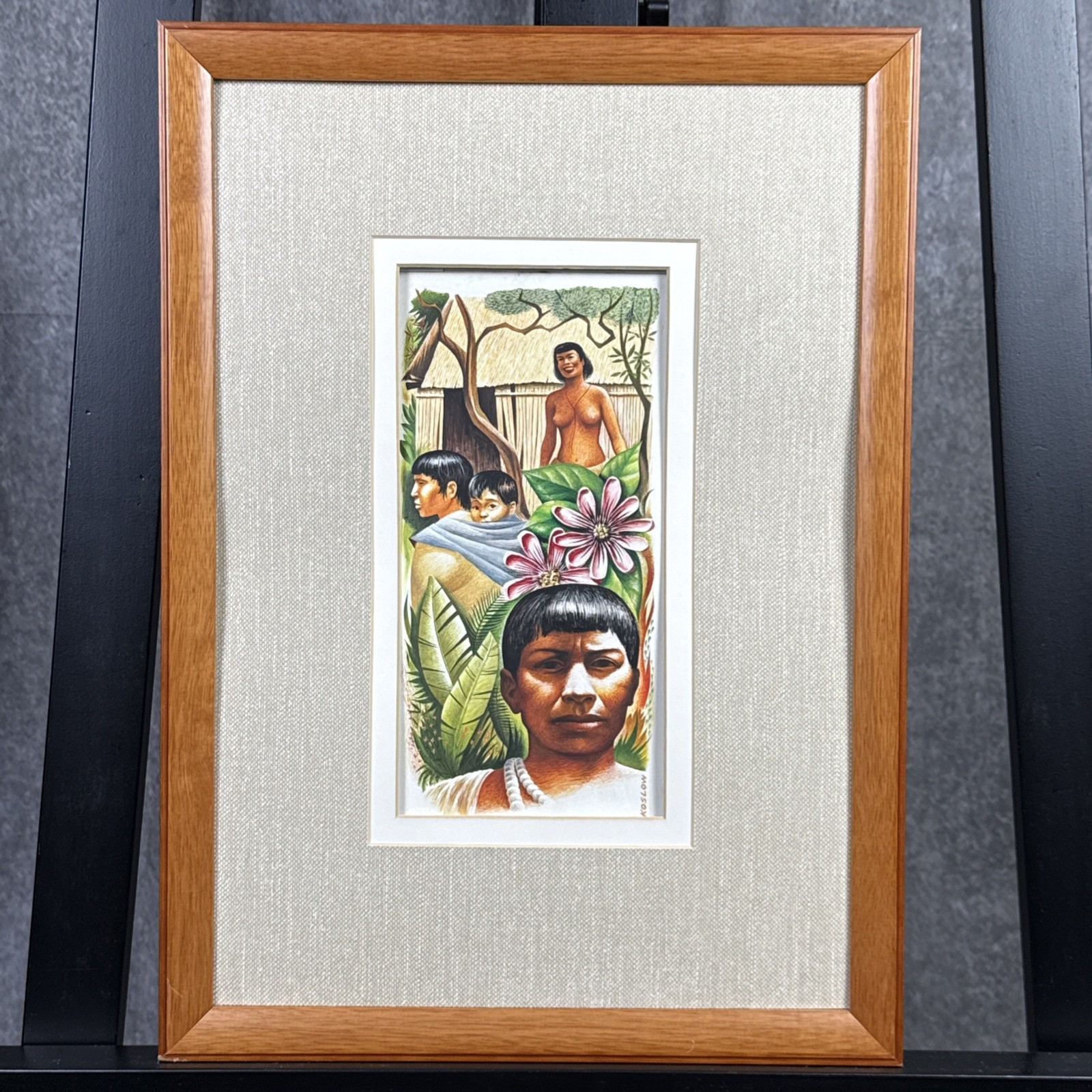 Howard Koslow (1924-2016) Oil Painting Indigenous People Signed 13×18”