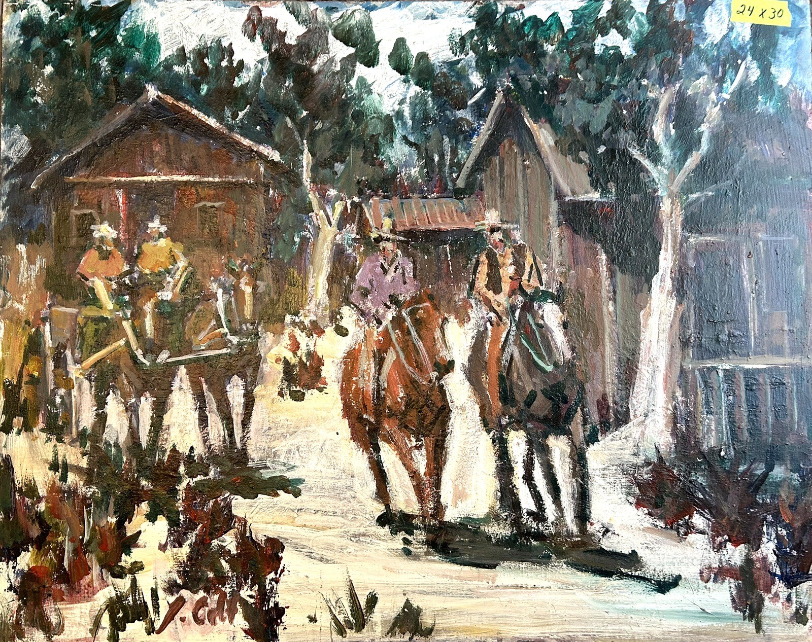 JAMES COLT Western￼ Hand Signed Painting 24 X30” Titled Heading Home ￼Listed