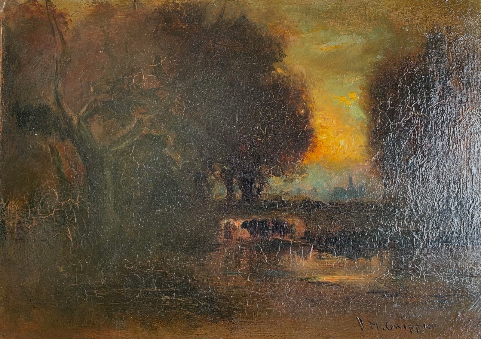 Glowing Sunset by California Tonalist James «J.M.» Griffin 1850-1933 c. 1895