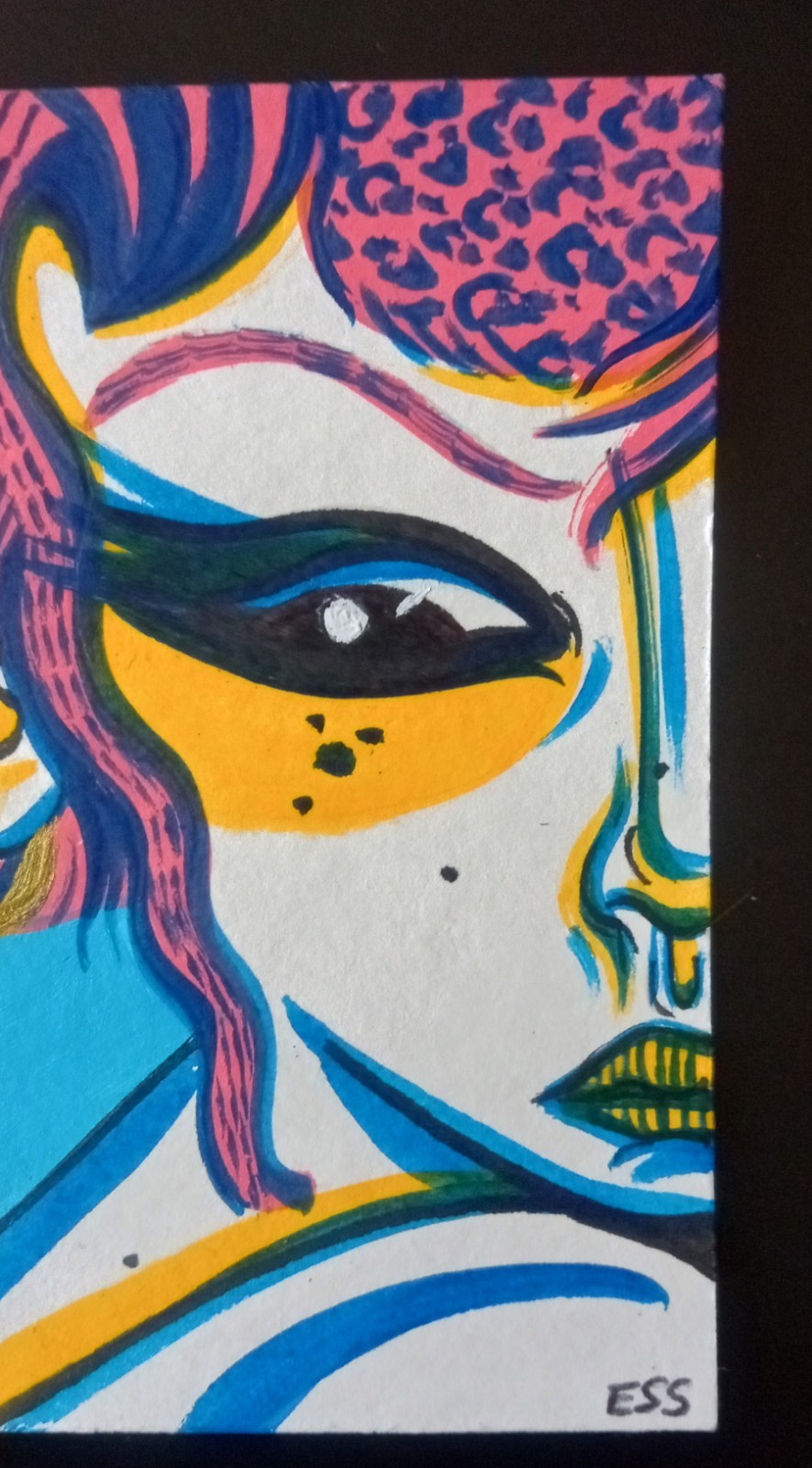 Tiny Brush Club Figurative Art Card, Girl Art By ESS22, 3.5 x 2.5 in., Unframed