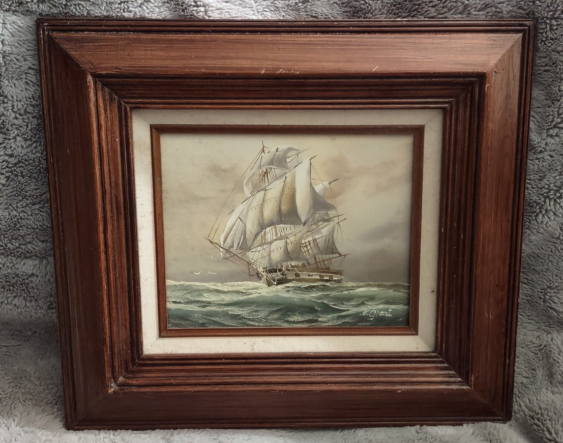 An Original Oil Painting On Wood-Signed by M Grant – Oak Frame With Linen Lining