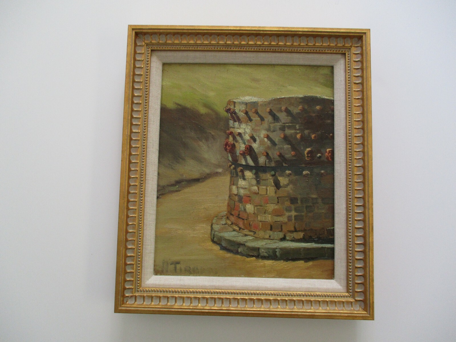 ALFONSO TIRADO OIL PAINTING ANTIQUE HISTORIC SITE MEXICO ICONIC RELIC LANDMARK