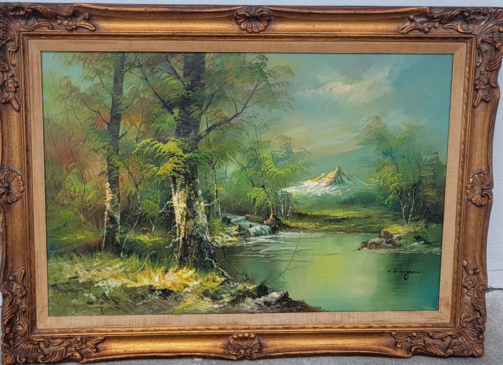 ORIGINAL CHARLES HENRY GRANGER LANDSCAPE 31X43 » IN A GOLD GILTED WOODEN FRAMED