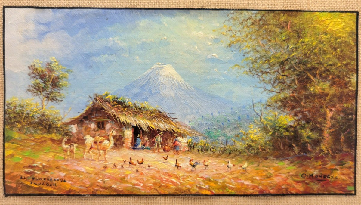 OSWALDO MONCAYO (1923-1984) Miniature Painting – Tungurahua (Volcano)