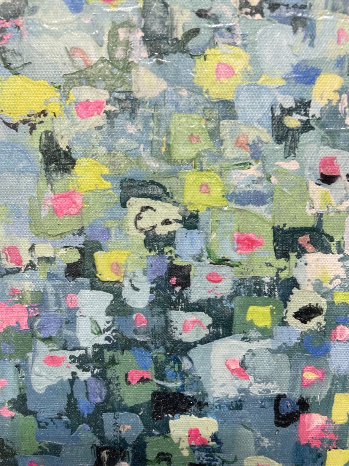 Hungryartist -Flowers Giclée abstract on Canvas 16×16 Framed