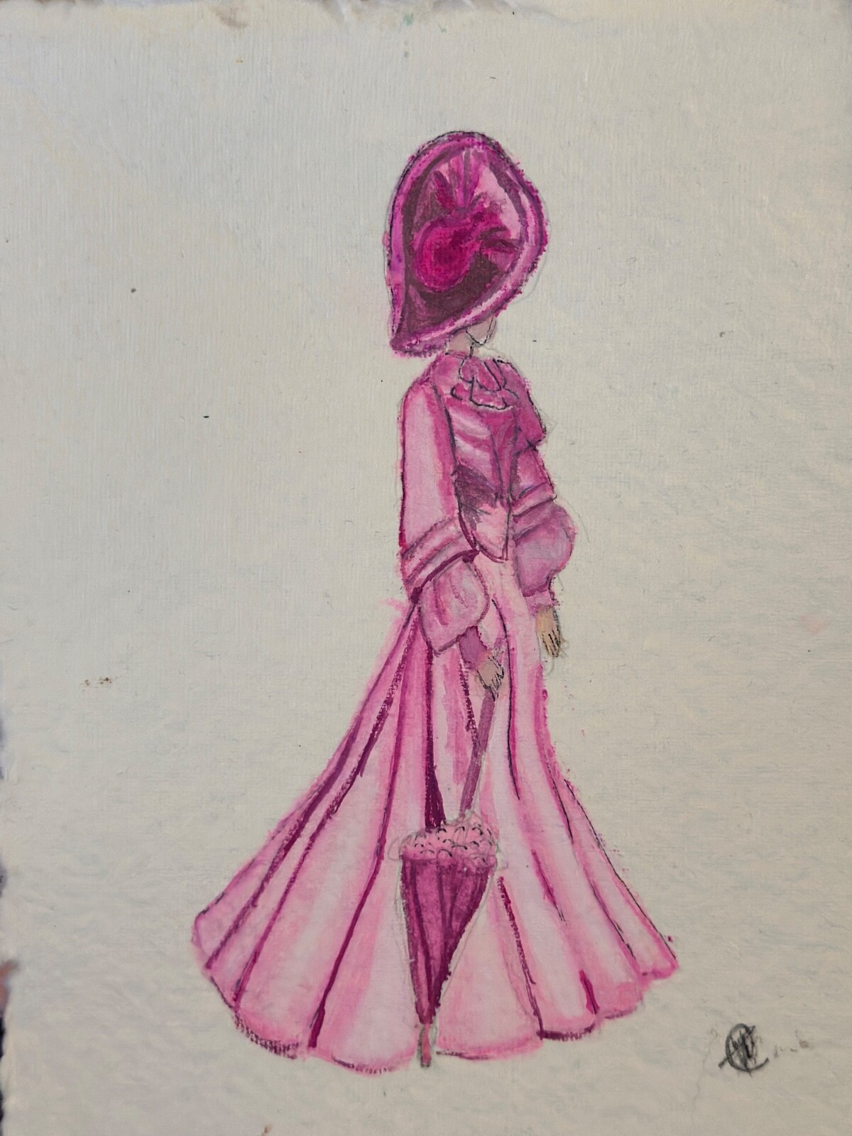 Original Painting OOAK – Victorian fashion Lady dress – Shabby chic –