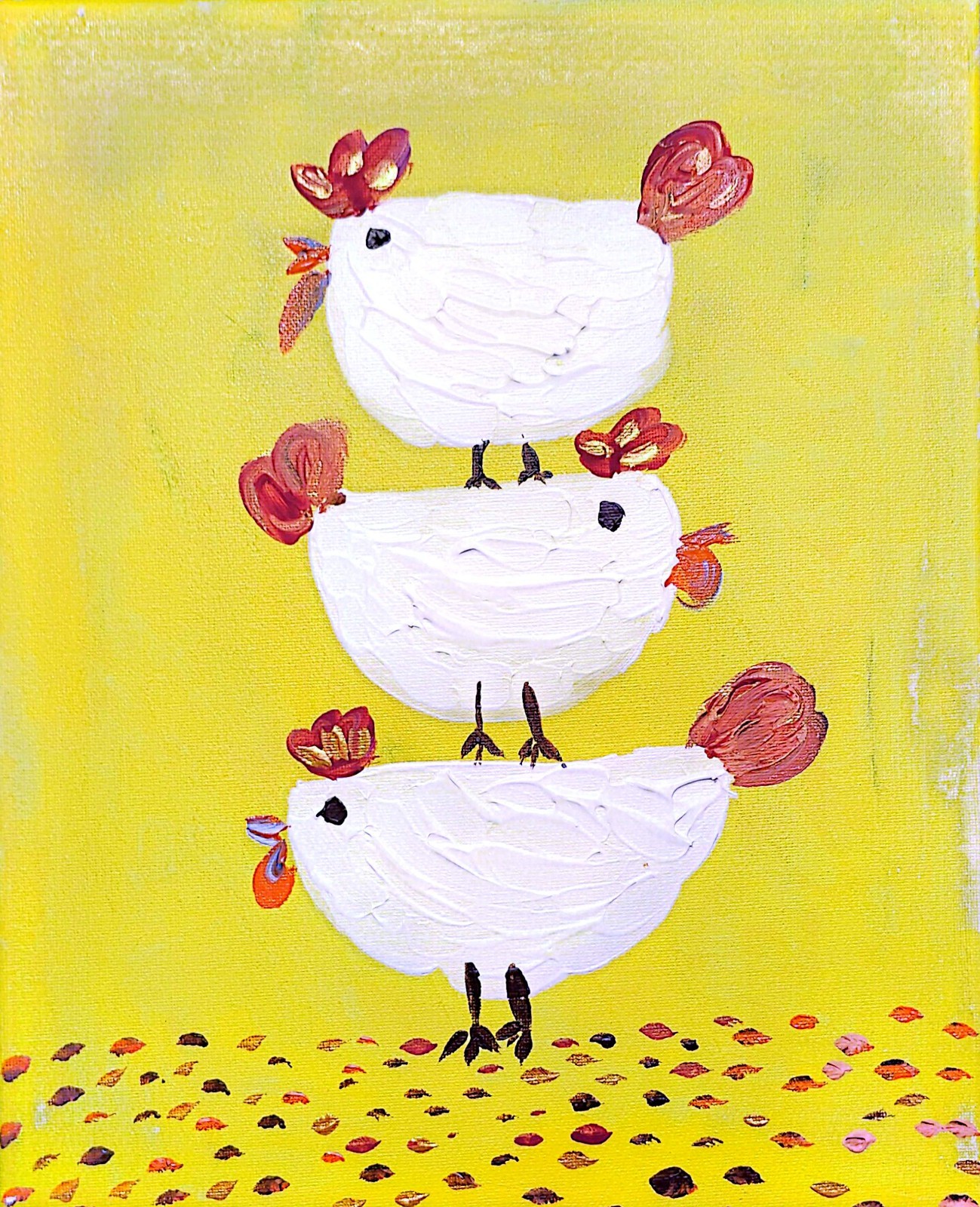 Three Chicks Farm Original Abstract Contemporary Acrylic Canvas 11×14 Signed