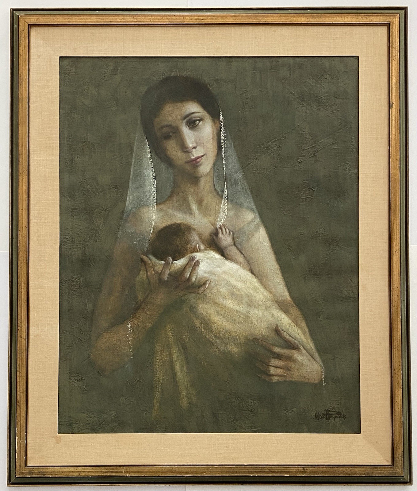 Wade Reynolds Mid Century Mother Veil Child Portrait Figure Modernism Painting