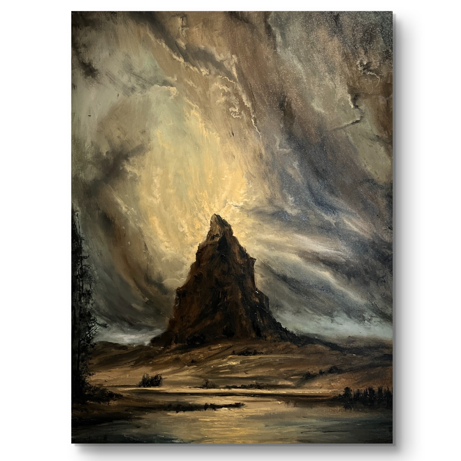 Original Oil Painting Vintage Style – Dark Romantic Landscape 80x60cm