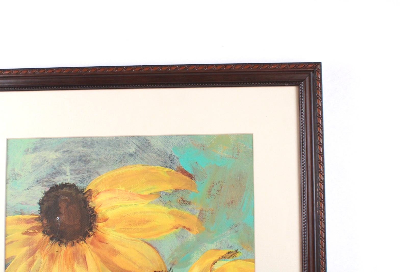 Vintage Black-Eyed Susans Oil Painting On Board Signed Illegible