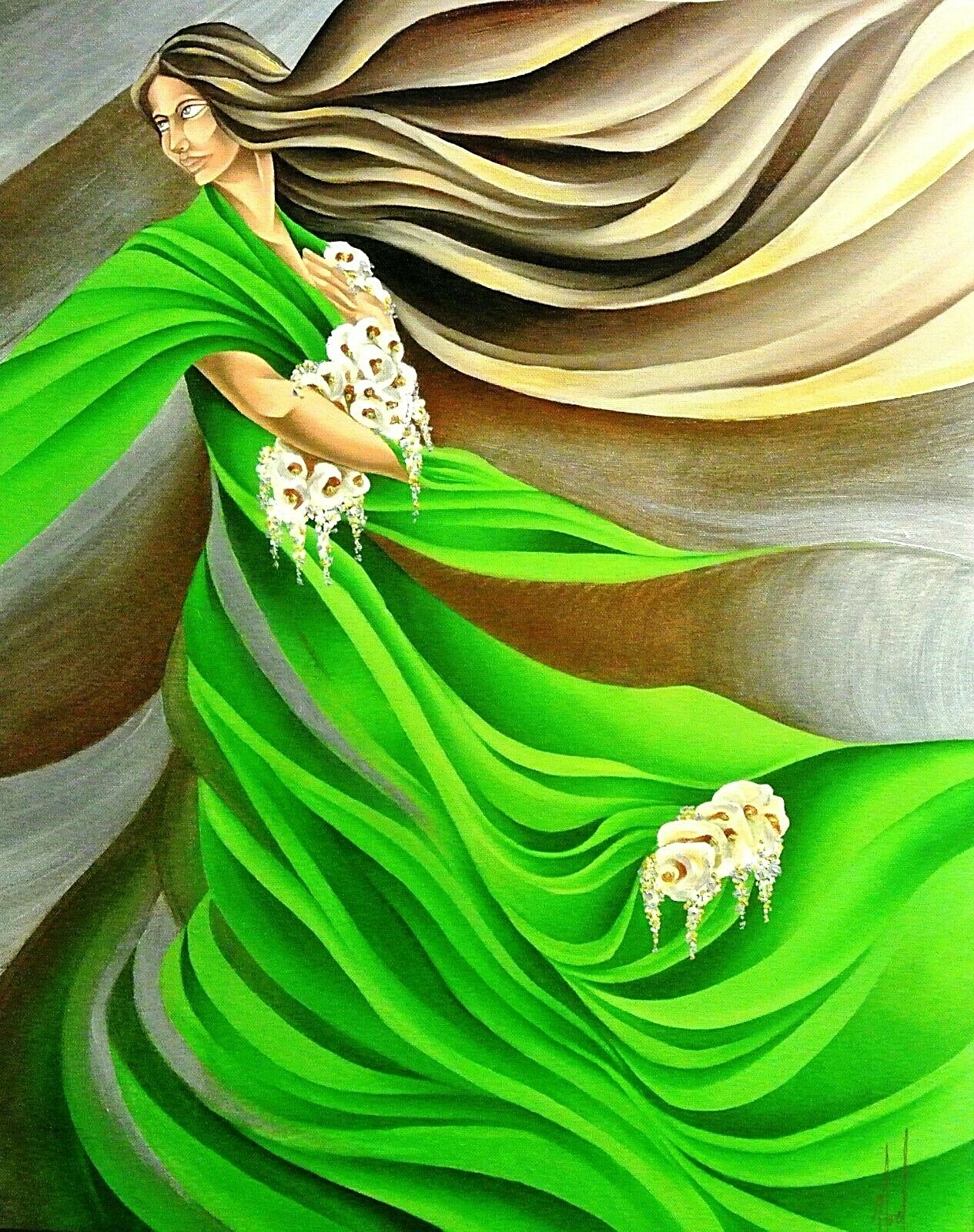Noel Suarez-«Primavera»-Framed Ltd Ed Mixed-Media Hand Embellished Giclee/Canvas