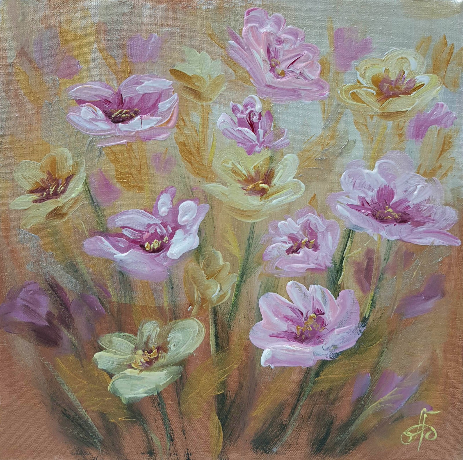 Original Flowers Hand Painted Artwork Home Decor Gift Wall Art Ukrainian Artist