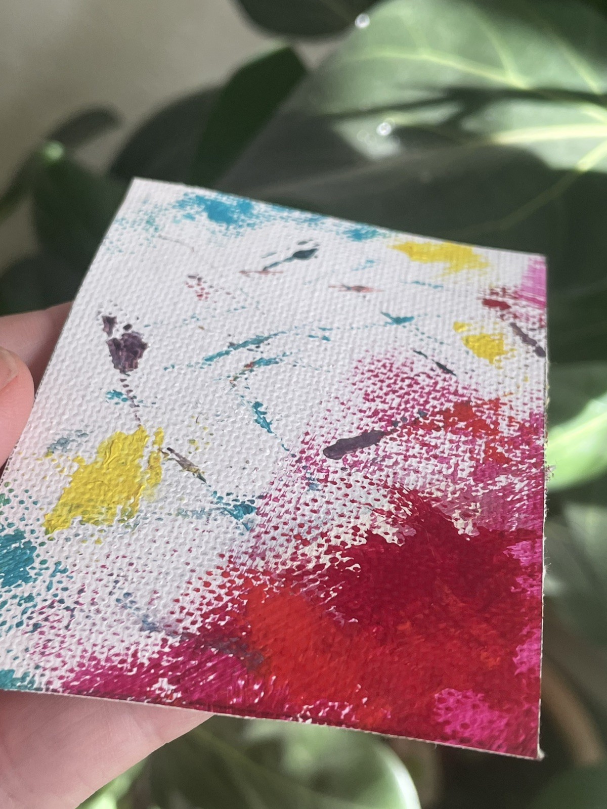 1980s inspired Abstract palette knife painting original ACEO colorful OOAK retro
