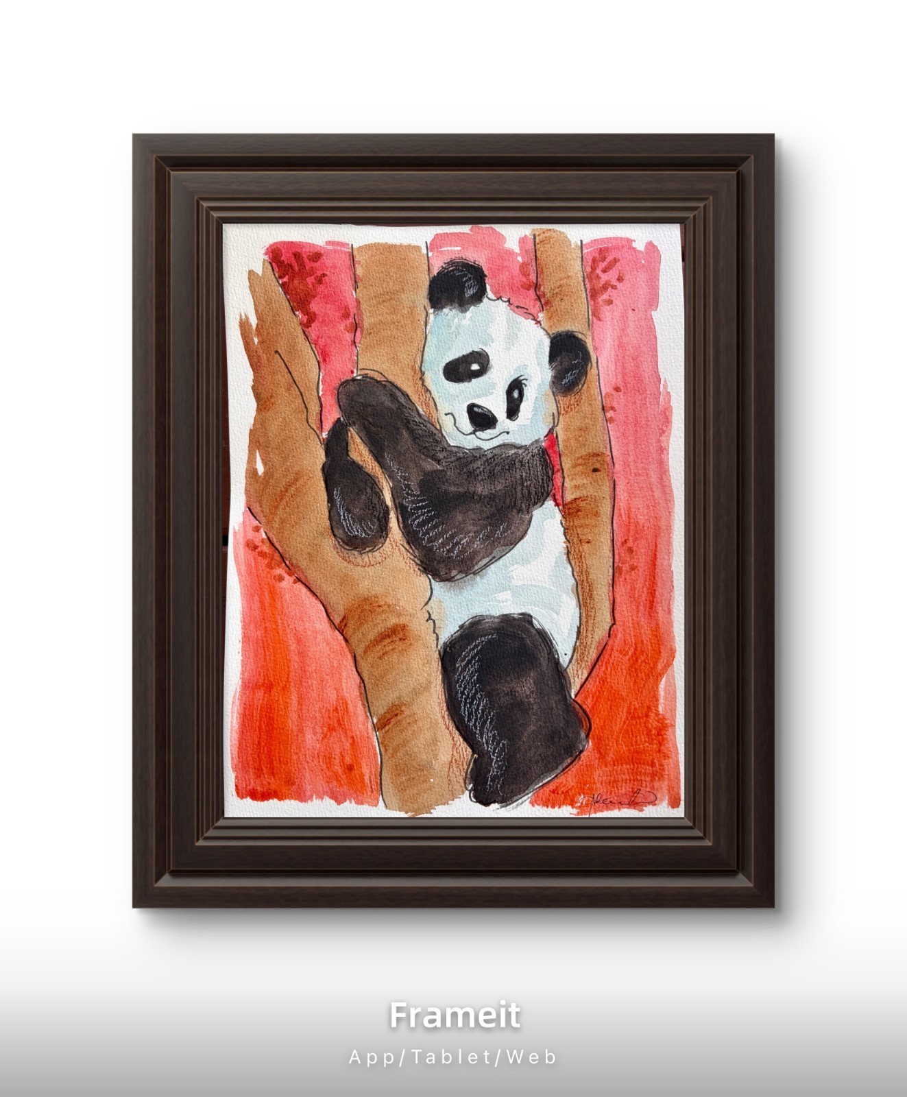 Red Panda Bear Painting By Alannah Dyer- Acrylic 9×12 in Beautiful Asia Trendy