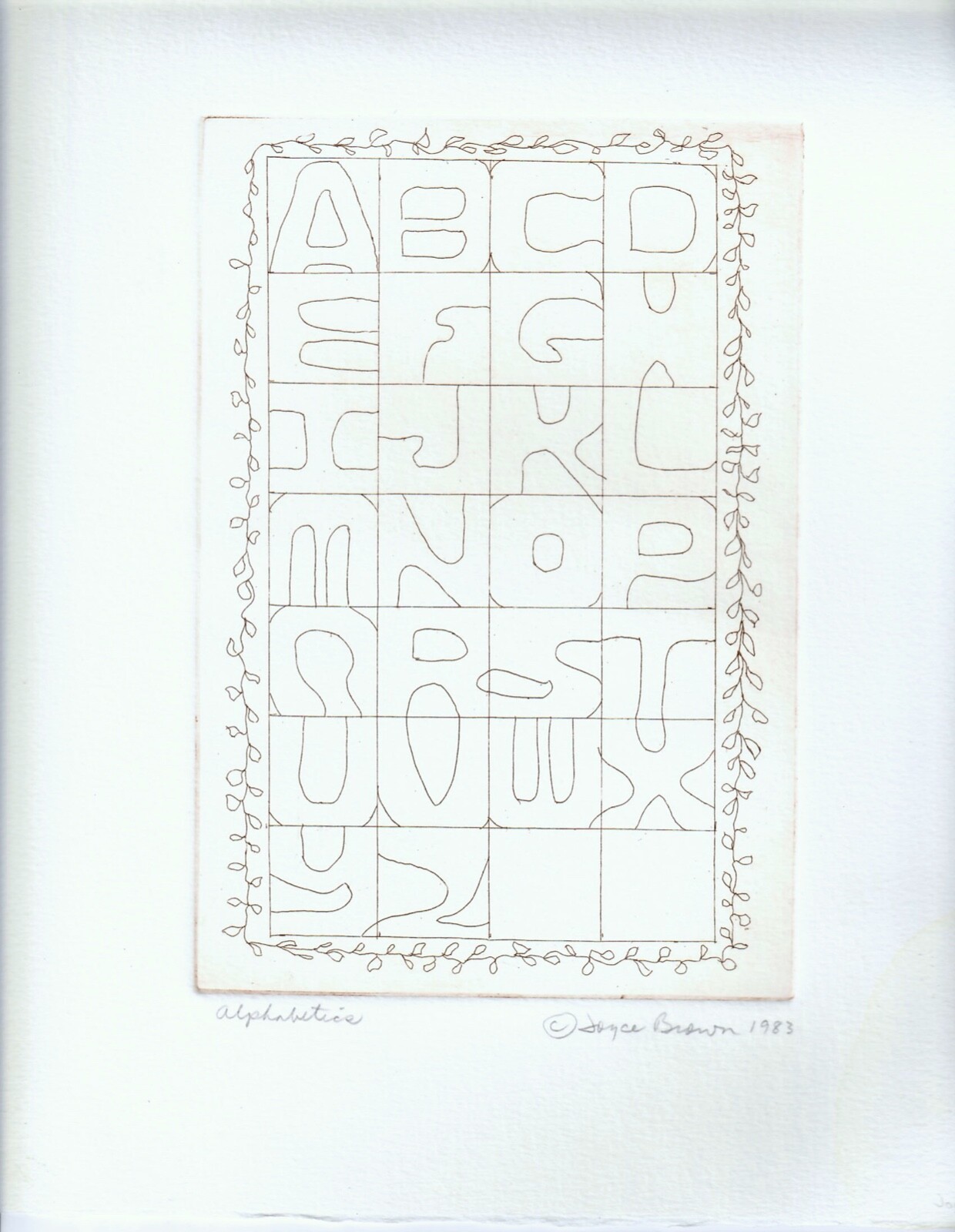 Joyce Brown 80s Alphabet Etching Modern Nursery Art Children’s Classroom Decor