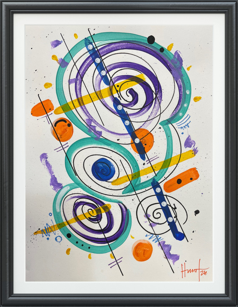 Hunt original: Acrylic on Paper Abstract Artwork 9×12 Modern Geometric Patterns